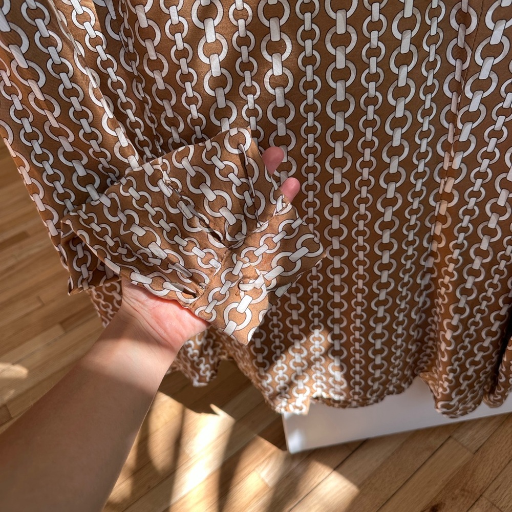 Vintage Silk Chain Pattern Button Down Shirt - image 2